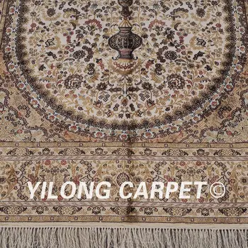 YILONG 5'x8' turkų Rankų darbo kilimų, smėlio spalvos vantage Iranas persijos šilko kilimas (SCH098A5x8)