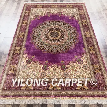 Yilong 6'x9' Vantage turkijos šilko kilimai violetinė, miegamajame kiliminė danga, persų šilko kilimas (ZQG113A6x9)