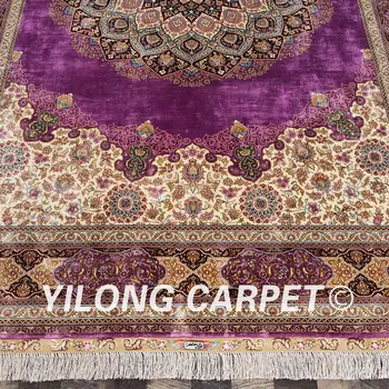 Yilong 6'x9' Vantage turkijos šilko kilimai violetinė, miegamajame kiliminė danga, persų šilko kilimas (ZQG113A6x9)