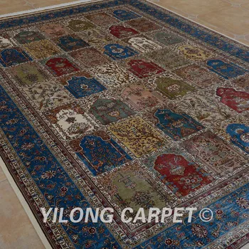 Yilong 7'x10' Rankų darbo ketverių sezono kilimas didelių senovinių žalia turkų rankų darbo kilimų (0312)