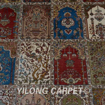 Yilong 7'x10' Rankų darbo ketverių sezono kilimas didelių senovinių žalia turkų rankų darbo kilimų (0312)