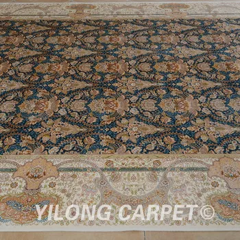 Yilong 8.5'x11.6' Hereke rytietiškų kilimų didelių senovinių žalia turkų rankų darbo kilimų (1655)