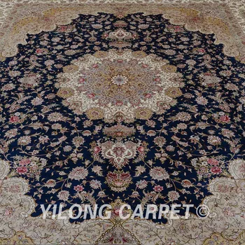 Yilong 8'x10' Vantage rankų darbo šilko persų kilimas antikvariniai medallion persų šilko kilimas (0813)