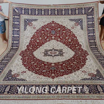 Yilong 9'x12' Senovinių klasikinių kilimų didelis raudonas vantage turkų rankų darbo šilko kilimų dvigubai rišti (0912)
