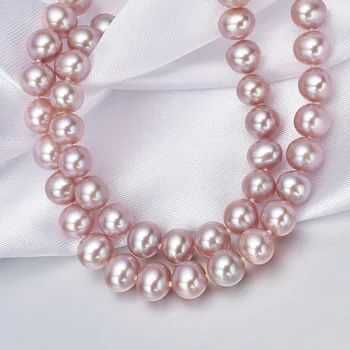 [YS] Fine Jewelry 8-9mm Violetinė Gėlavandenių Perlų Karoliukų Karoliai Moterims, 17-18 colių Princesė Ilgis