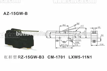 YT AZ-15GW-B2 Naujų karšto parduoti 10a 250v ac ribinis jungiklis ir mikro jungiklis 250v 4a