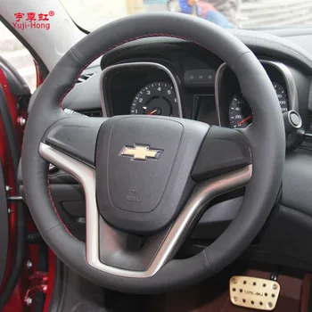 Yuji-Honkongas Viršutinis Sluoksnis Originali Karvės Odos Automobilio Vairo Apima Atveju Chevrolet Malibu 2011-Ranka prisiūta