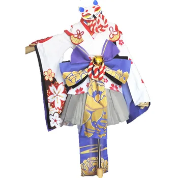 Yuki Onna Cosplay Onmyoji Japonijos Sniego Fėja Idolized Kimono cosplay kostiumas su plaukų aksesuaras ir kojinės