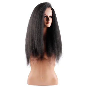 YVONNE Keistą Tiesiai Nėriniai Priekiniai Žmogaus Plaukų Perukai Už juodaodžių Moterų Brazilijos Mergelių Plaukų Perukas 180% Tankis Natūralių Spalvų