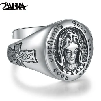 ZABRA 17mm mados Vyrai Moterys retro Tailando sidabro papuošalai sidabro 925 papuošalai palaima mergelės Marijos keičiamo dydžio žiedas