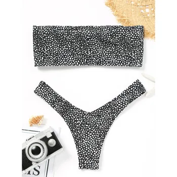 ZAFUL 2018 Naujas Moterų Leopardas Spausdinti Thong Bandeau Bikini maudymosi Kostiumėliai Moterims, maudymosi kostiumėlį, Aukštos Sumažinti Dviejų dalių SwimmingSuit Brazilijos Biquni