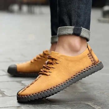 Zapatillas hombre 2017 m. rudenį naujų vyrai lauko sportiniai bateliai Britų stiliaus šveitimas odos rankų darbo batų raišteliai batai, bėgimo bateliai
