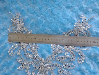 ZBROH Grynas rankų darbo siūti Cirkonio aplikacijos ant akių sidabro kristalai, dėmės, 39*29cm suknelė priedų