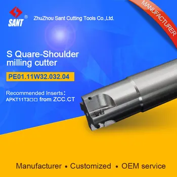 Zhuzhou Sant Pjovimo frezavimo cutter su 90degree EMP01-032-XP32-AP11-04/PE01.11W32.032.04 Mached karbido įterpti APKT11T308