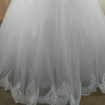 ZJ9076-C 2016 2017 Balto Dramblio kaulo perlai Vestuvių Suknelės su nėriniais apačioje nuotakos suknelė plius dydis 2-26W