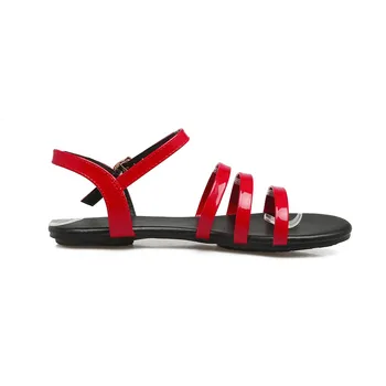 ZJVI moteris mados butas su sandalai moterims iki 2018 m. vasaros gladiatorių batai moteriški patentų PU sandalai moteriška elegantiška juoda raudona sandalas