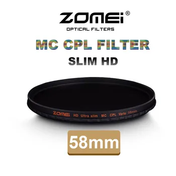 Zomei 58mm CPL poliarizuotos šviesos reguliatorius Filtras Slim Pro HD 18 Sluoksnis MC Apskrito Poliarizaciniai filtrai Canon Nikon Sony 