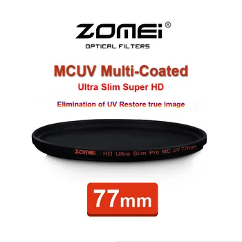 ZOMEI 77mm PRO Ultra Plonas HD MCUV 18 Sluoksnis Multi-Padengto Optinio Stiklo MC UV Filtras Canon Nikon 