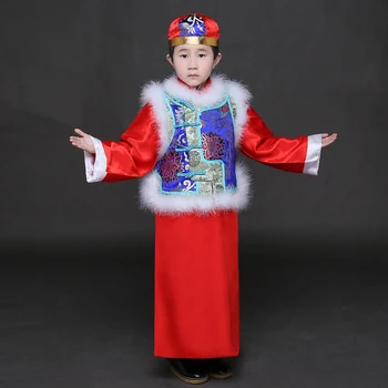 Čing Dinastijos Smulkūs Savininkai už Berniukas Senovės Kostiumas Tradicinių Nacionalinių Hanfu Vaikų Kinijos Liaudies Šokių Kostiumas