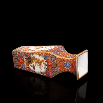 Čing Yong Zheng Senovinių Keramikos Vaza Emalio Paauksuota Aikštėje, Vazos Su Gėlių ir Paukščių Antikvariniai Porceliano Senovės Porceliano Kolekcija