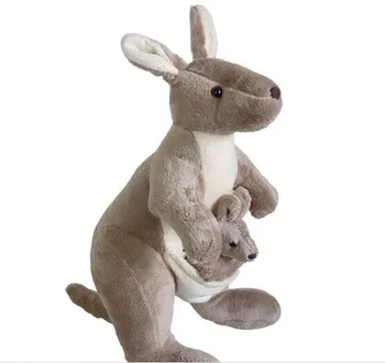 įdaryti gyvūnų 35cm pliušinis žaislas motina&vaikas kengūros pliušinis minkštas žaislas pilka spalva lėlės w2348