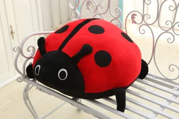 įdaryti pliušinis žaislas didelis 45x45cm vabzdžių raudona boružė pliušinis žaislas, minkšti mesti pagalvę gimtadienio dovana b0259