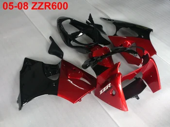 Įpurškimo pelėsių karšto pardavimo lauktuvės komplektas Kawasaki Ninja ZZR600 05 06 07 08 vyno raudona juoda purvasargiai ZZR600 2005-2008 TW30
