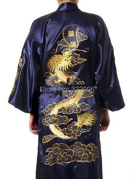 Šanchajaus Istorija chalatas kimono vyras hombre Kinijos Cheongsam Vyrų sleepwear Didelis Drakonas Siuvinėjimo Chalatas naktiniai drabužiai Skraiste, 5 spalvų