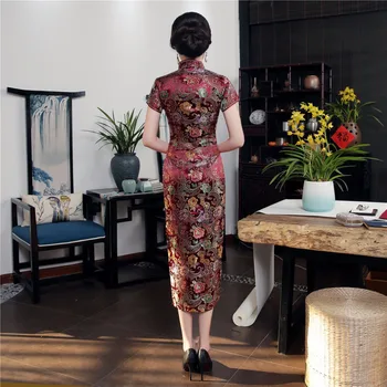 Šanchajaus Istorija Madingi Qipao nacionalinės tendencija kinų tradicinė suknelė dirbtiniais šilko ilgai cheongsam kinų suknelė Qipao 5 spalva