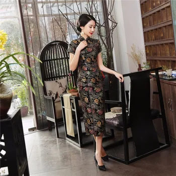 Šanchajaus Istorija Madingi Qipao nacionalinės tendencija kinų tradicinė suknelė dirbtiniais šilko ilgai cheongsam kinų suknelė Qipao 5 spalva