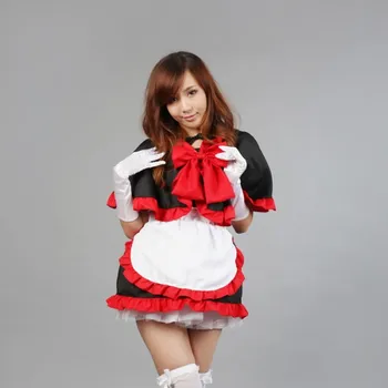 Šanchajaus Istorija moterų girl anime Tarnaitė Helovyno Cosplay kostiumai, juodos ir raudonos tarnaitė Apsiaustu apranga tarnaitė suknelė rinkinys