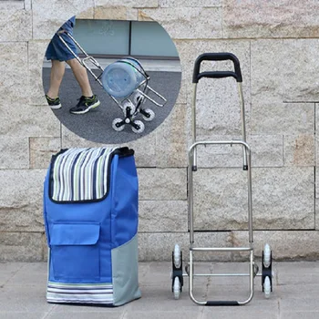 Šešių ratų laipiojimo krepšelį nešiojamas Sulankstomas pirkinių krepšelį Pull rod Vairuotojo Vežimėlio Bagažo priekabą, bagažinę,