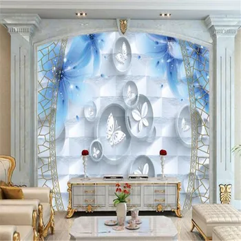 Šiaurės 3D tapetų Sienų Mėlyna Gėlė neaustinių ekrano Užsklanda Paprasta Theme Hotel Freskos Kambarį Dekoratyvinės Tapetų TV Wall