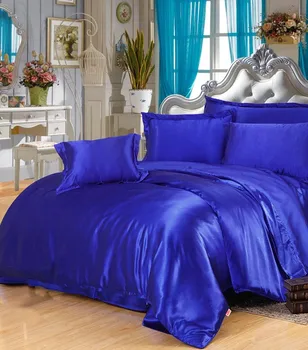 Šilko Šalikas rinkiniai, Royal Mėlyna Satino Patalynės komplektas lakštai antklode padengti lovatiesė lino Karaliaus dydis Queen dvigule lova lapas antklodė 5VNT