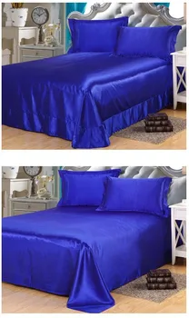Šilko Šalikas rinkiniai, Royal Mėlyna Satino Patalynės komplektas lakštai antklode padengti lovatiesė lino Karaliaus dydis Queen dvigule lova lapas antklodė 5VNT