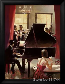 šiuolaikinio meno pardavimui Džiazo Pianistų Brent Heighton Rankų darbo aliejaus tapybai Aukštos kokybės