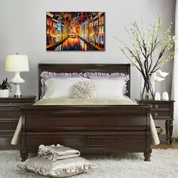 šiuolaikinio meno paveikslai, parduoti naktinio amsterdamo peilis aliejaus tapybai Kraštovaizdį kambarį Rankomis dažyti