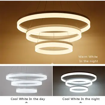 Šiuolaikinių led baltos spalvos žiedo ratą Akrilo LED šviestuvo fojė, valgomasis kambarys šviestuvai cerchio anello lampadario kabo lempa