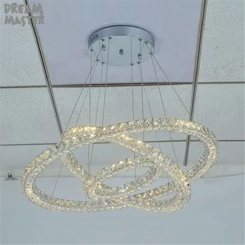 Šiuolaikinių LED Pakabukas šviestuvo Šviesos K9 Kristalų Apskritimo Žiedas Kabo Lempa Deco Šviestuvas Namų Blizgesį Lempos candelabro de cristal