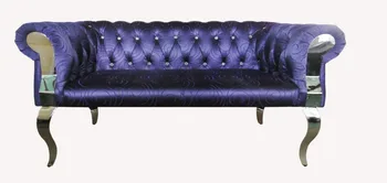 Šiuolaikinės chesterfield audinio sofos, miegamojo baldai, sofa - # 3 vietų glebti krištolas mygtukus ir nerūdijančio plieno