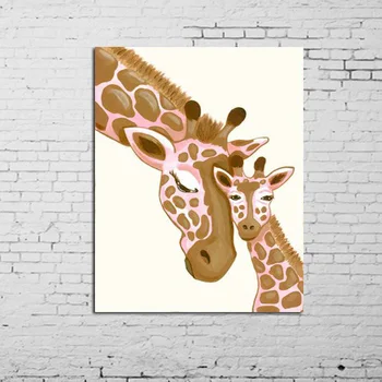 Šiuolaikinės Handpainted Abstrakčiai Sienos Meno Pakabinti Nuotraukas Handpainted Žirafa Šeimos Gyvūnų Tapybos Ant Drobės Namų Dekoro