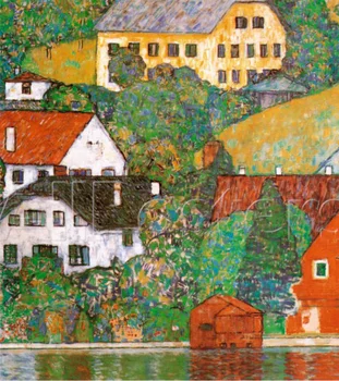 Šiuolaikinės Kraštovaizdžio Meno Reprodukcijai Namai ne Unterach Gustav Klimt tapybos aliejumi ant drobės, Aukštos kokybės Rankų dažytos