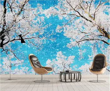 Šiuolaikinės Paprasta, Romantiška Sniego Didelės Freskos Tapetai Kambarį Miegamojo Tapetai, Dažymas TV Foną, 3D Tapetai