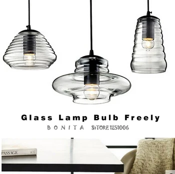 Šiuolaikinės paprastas skaidrus stiklas droplight Amerikos sieniniai šviestuvai valgomasis kambarys pakabukas lempos, modernus Varžto sriegio gintaro spalvos stiklo lempa