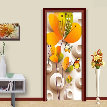 Šiuolaikinės Paprastu būdu 3D Stereoskopinis Gėlių Drugelis Sienų Lipdukai 