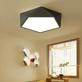 Šiuolaikinės trumpa kūrybos diamond black geležies lubų šviesos šviestuvas namų deco kambarį akrilo LED nuotolinio valdymo lubų lempa