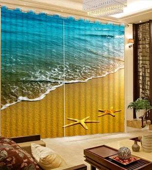Šiuolaikinės Vien Užuolaidos Photo 3D Žvaigždė paplūdimio Užuolaidų Mados Audinio Užuolaidų Kambarį Užuolaidos