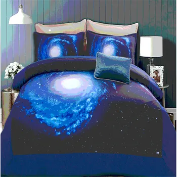 Šlifavimo kosmoso patalynės komplektas twin/full/karalienės dydžio lova nustatyti antklode padengti komplektas su paklode patalyne, Mėnulis, Žvaigždės, Galaktikos NASA