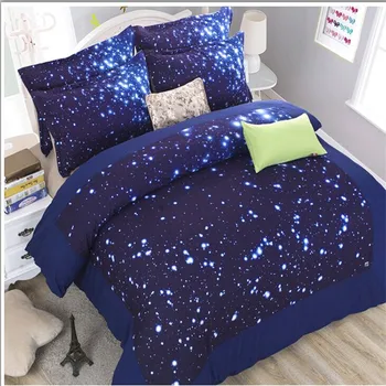 Šlifavimo kosmoso patalynės komplektas twin/full/karalienės dydžio lova nustatyti antklode padengti komplektas su paklode patalyne, Mėnulis, Žvaigždės, Galaktikos NASA