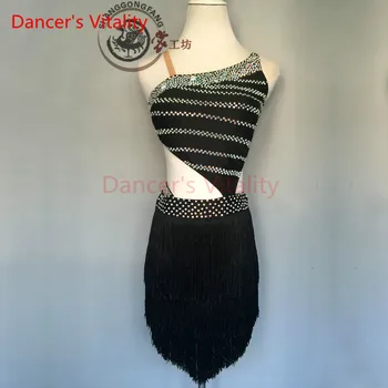 Šokėjo Gyvybingumą 2017 M. Naujos Prekės Diamond Petį Stiliaus lotynų Šokių Suknelė Moterų Salsa Samba Tango Šokių Suknelė Vaikams
